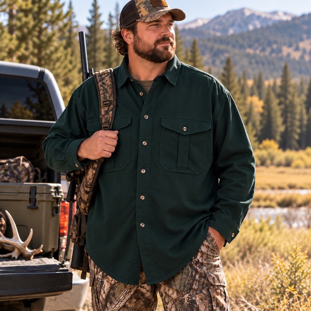 VTG C.C. FILSON STYLE 865 Shirt LS Mens XXL Forest Green Wool Hunting Camping